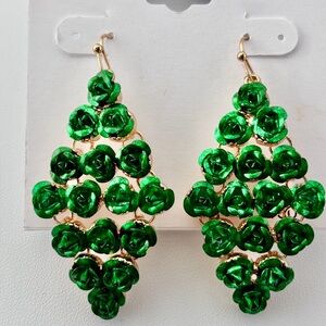 Jillian Michel Triangle Metal Floral,Goldtone,dangle, fishhook dressy,Holiday